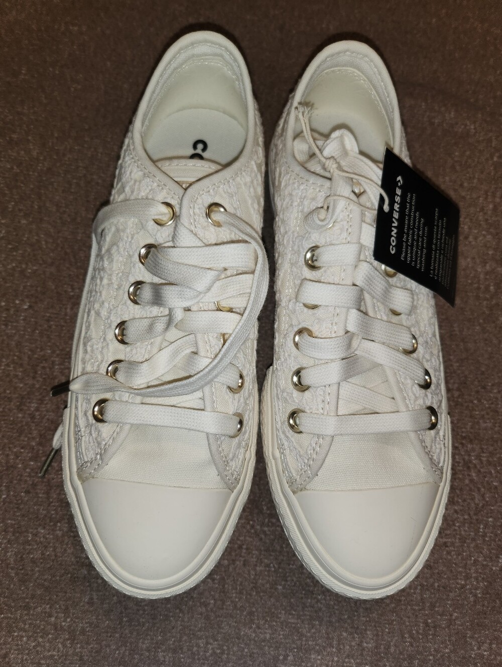 Converse Women’s Low Top Lace Sneakers in Cream